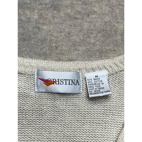 Vintage 90s Christina Knit Sweater Vest Boho Cottage Retro Western Medium - Picture 4 of 7